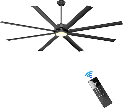 84 in. Huge Ceiling Fan, Black Industrial Remote Control Ceiling Fan and Light, Quiet Small Ceiling Fan for Living Room Bedroom Shop Garage Patio-1-ErisView