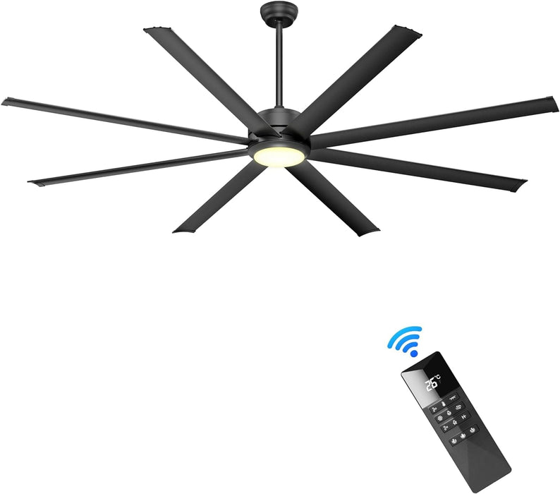 84 in. Huge Ceiling Fan, Black Industrial Remote Control Ceiling Fan and Light, Quiet Small Ceiling Fan for Living Room Bedroom Shop Garage Patio-1-ErisView