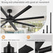 84 in. Huge Ceiling Fan, Industrial Reversible DC Ceiling Fan with Remote Control, Black Commercial Ceiling Fans for Porch Garage Shop-2-ErisView