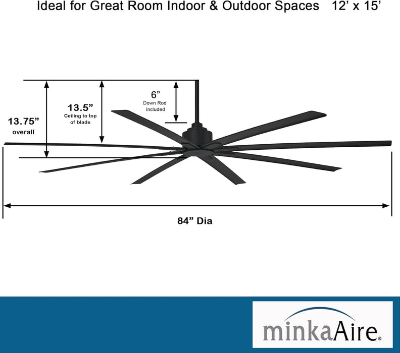 84 in. Huge Ceiling Fan, Outdoor Ceiling Fans, Elegant Ceiling Fans, Black Outdoor Ceiling Fans without Lights, Exterior Ceiling Fans-3-ErisView
