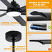 84 in. Huge Ceiling Fan, Smart Industrial Remote Ceiling Fan with Light, Big Outdoor Ceiling Fans for Patio, Indoor Black Ceiling Fan for Living Rooms-2-ErisView
