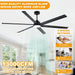 84 in. Huge Ceiling Fan, Smart Industrial Remote Ceiling Fan with Light, Big Outdoor Ceiling Fans for Patio, Indoor Black Ceiling Fan for Living Rooms-4-ErisView