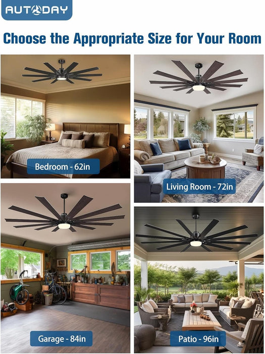 84 in. Huge Ceiling Fan with Light and Remote, Large Indoor Outdoor Ceiling Fan, Reversible Dimmable Ceiling Fan for Living Room Bedroom-8-ErisView