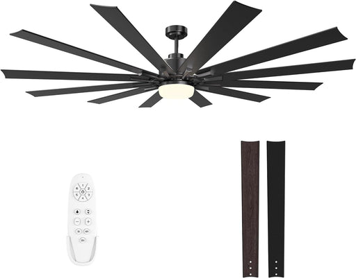 84 in. Huge Ceiling Fan with Light and Remote, Large Indoor Outdoor Ceiling Fan, Reversible Dimmable Ceiling Fan for Living Room Bedroom-1-ErisView