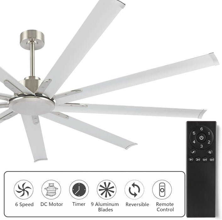 84 in. White Huge Ceiling Fan NO Light with Remote Control, Industrial Commercial Ceiling Fan with Aluminum Blades, Living Room Warehouse Ceiling Fans-11-ErisView