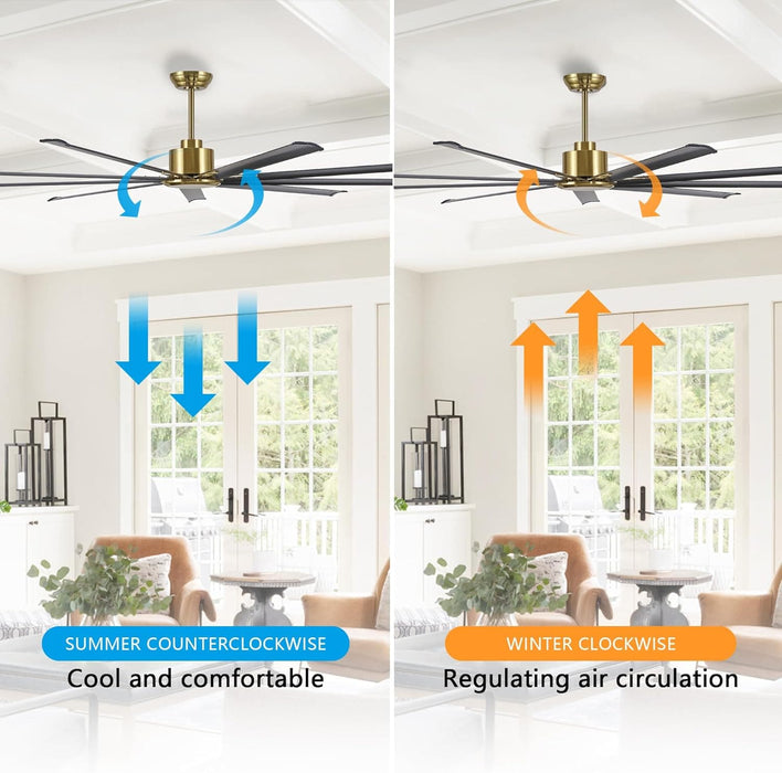 84 in. White Huge Ceiling Fan NO Light with Remote Control, Industrial Commercial Ceiling Fan with Aluminum Blades, Living Room Warehouse Ceiling Fans-25-ErisView