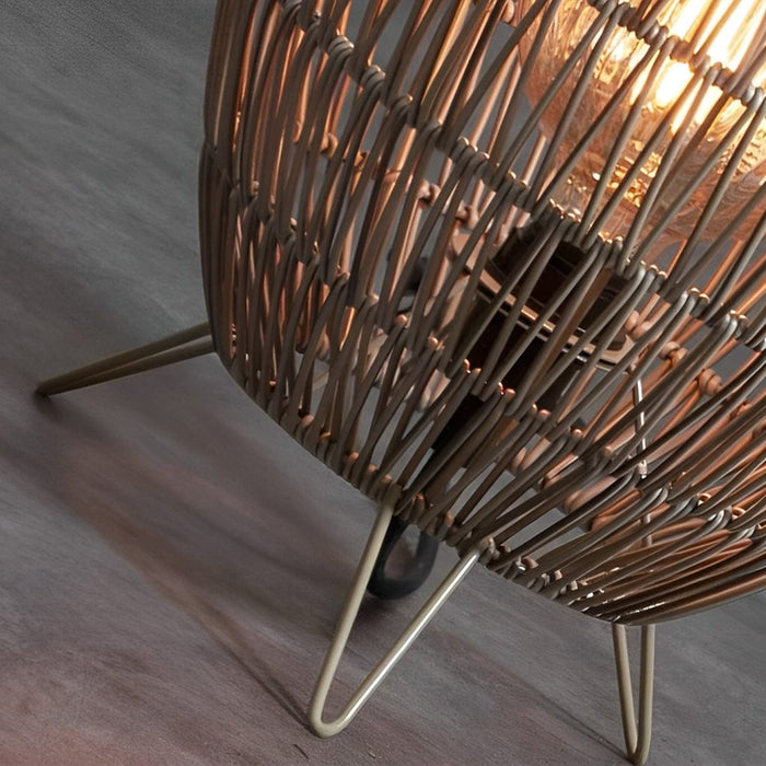 Spaceship Lighting Handmade Rattan Oval Cage Waterproof Outdoor Floor Lamp