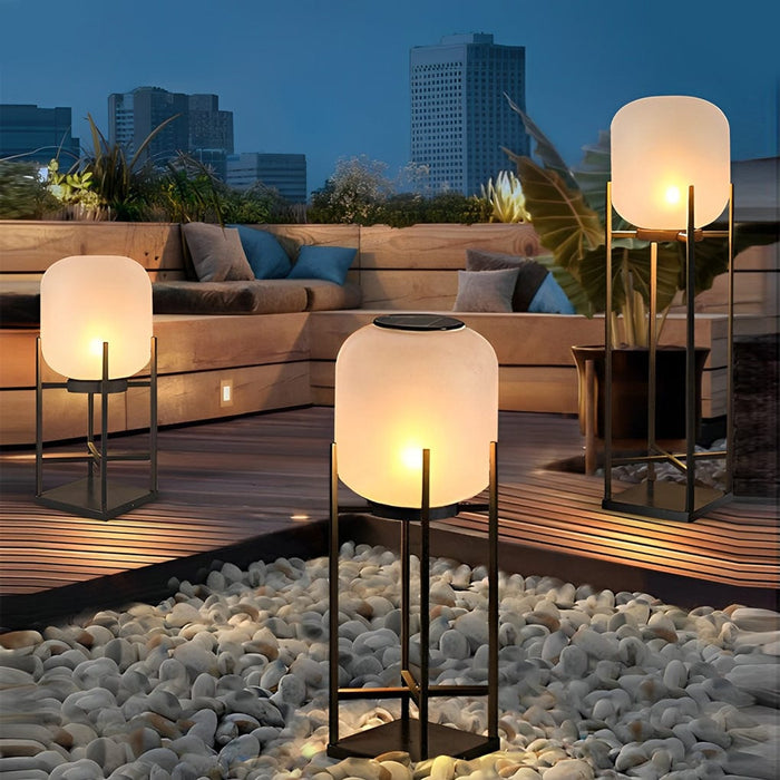 Lantern Design Waterproof LED Modern Solar Outdoor Floor Lamp Standing Lamp