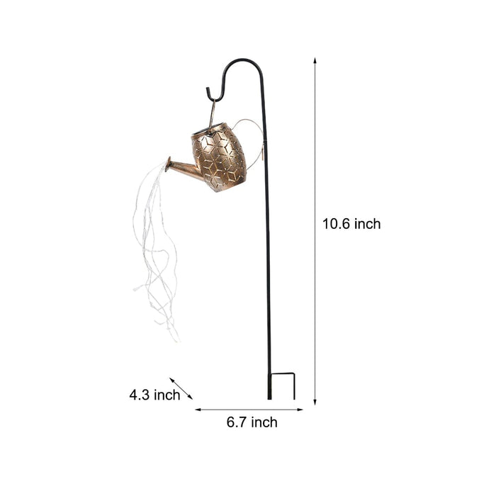 Metal Kettle Shower Watering Can LED String Waterproof Hanging Solar Lanterns