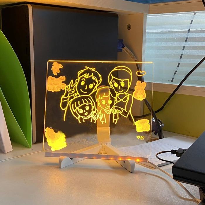 Acrylic DIY Led Handwriting Note Board With Pen Luminous Message Writing Night Light