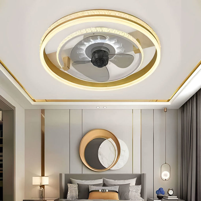 20'' Circular LED Modern Flush Mount Ceiling Fan with Lights