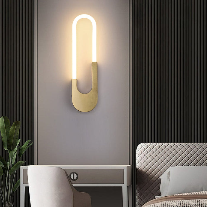 Modern Indoor Oval LED Wall Sconces - 16'' H. Gold/Black