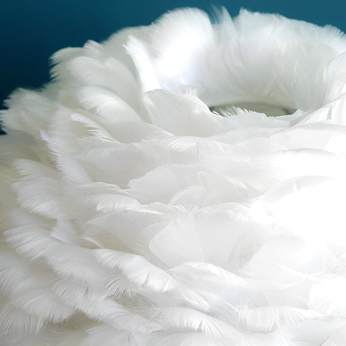 Fluffy Goose Feather Table Lamp With Crystal Tassels Nordic Bedside Lighting