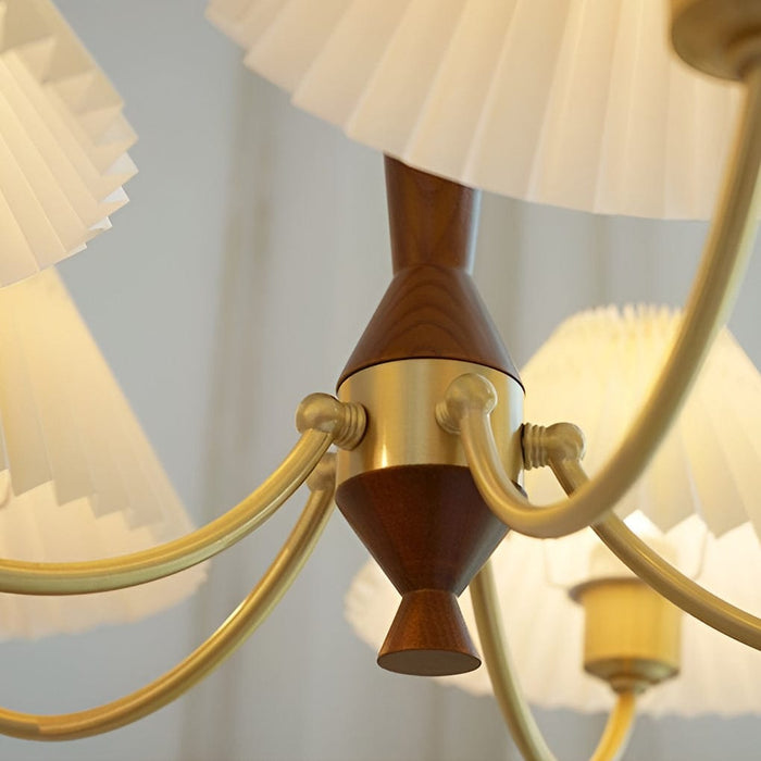 3 Lights Pleated Lampshade 12W LED Nordic Chandelier Pendant Light