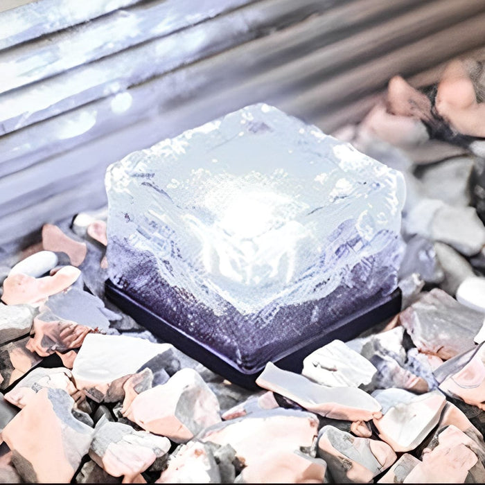 Square Creative Ice Brick LED Waterproof smart Solar Outdoor Lights