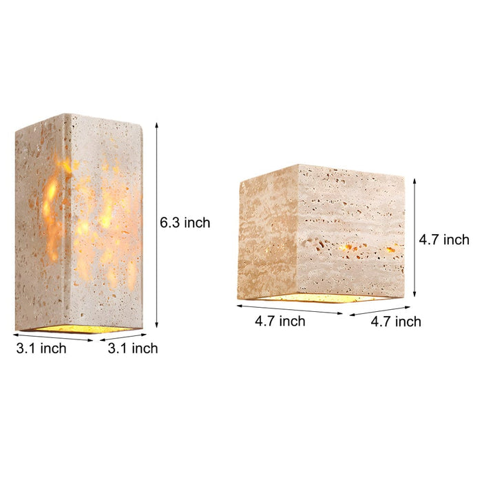 Wabi-Sabi Yellow Travertine LED Wall Sconce - Square/Rectangle