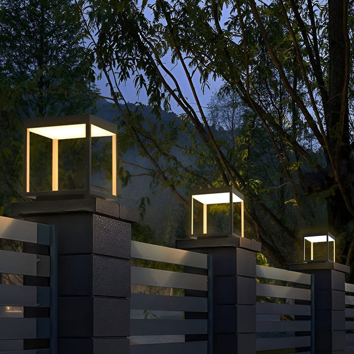 Clearance Sale Square Hallow Frame Waterproof LED Courtyard Solar Post Cap Light
