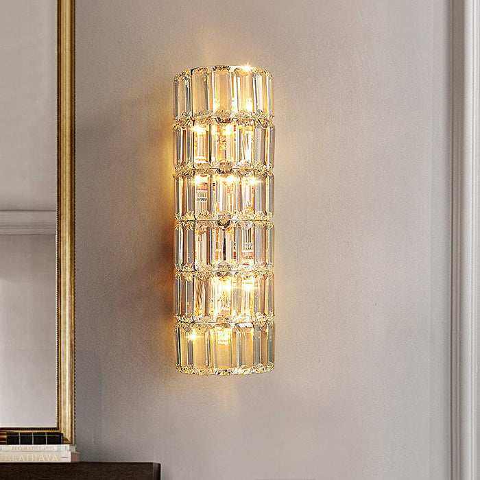 Round Rectangular Luxury Crystal Three Step Dimming Modern Wall Lamp