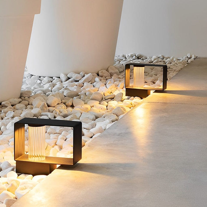 Creative Waterproof LED Black Modern Outdoor Solar Lawn Light Path Lights