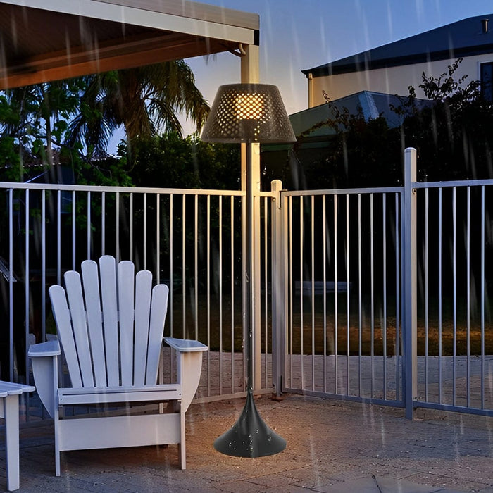 67'' Mesh Stainless Steel Perforated Outdoor Floor Lamp Solar Powered Standing Lamp