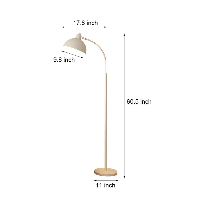 Modern White Chrome Arc Floor Lamp with Dome Shade