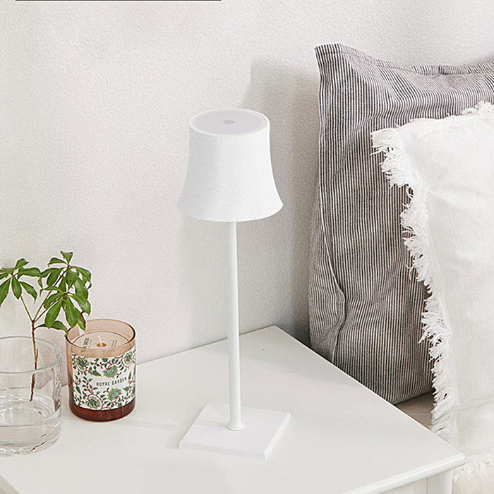 15 In. Cordless Table Lamp Metal Bell Shade USB Touch Dimming Reading Light