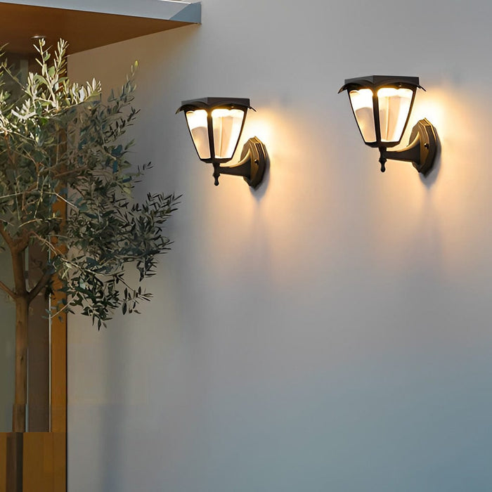 Square Dimmable LED Intelligent Black Modern Solar Outdoor Wall Lights