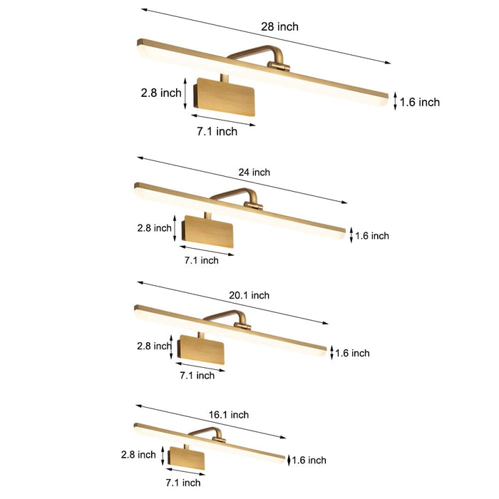 1-Light Adjustable Linear LED Vanity Light with Brass Finish