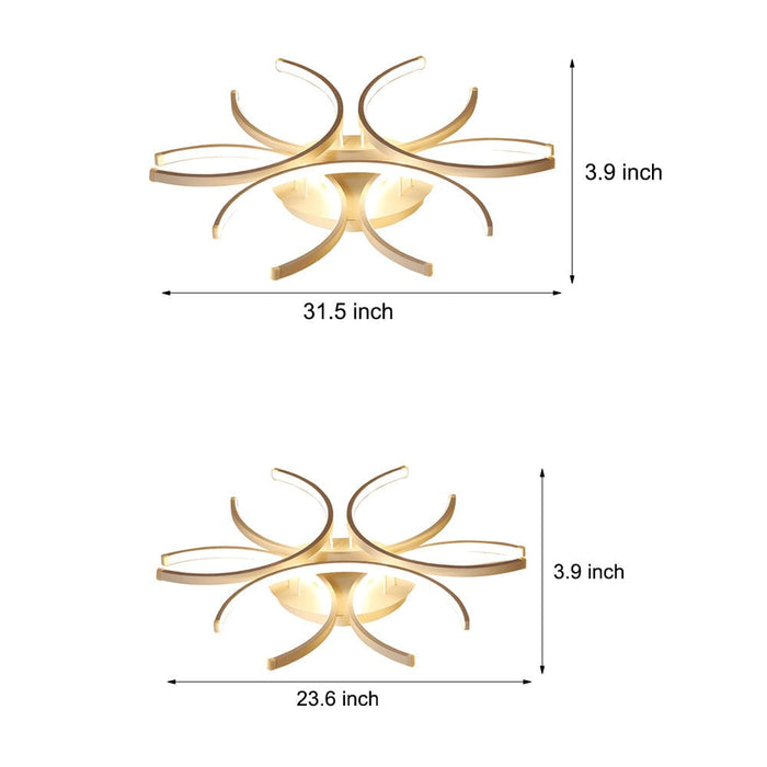 Simple Semi-Circle Lines Flower LED Dimmable Modern Ceiling Light Fixture