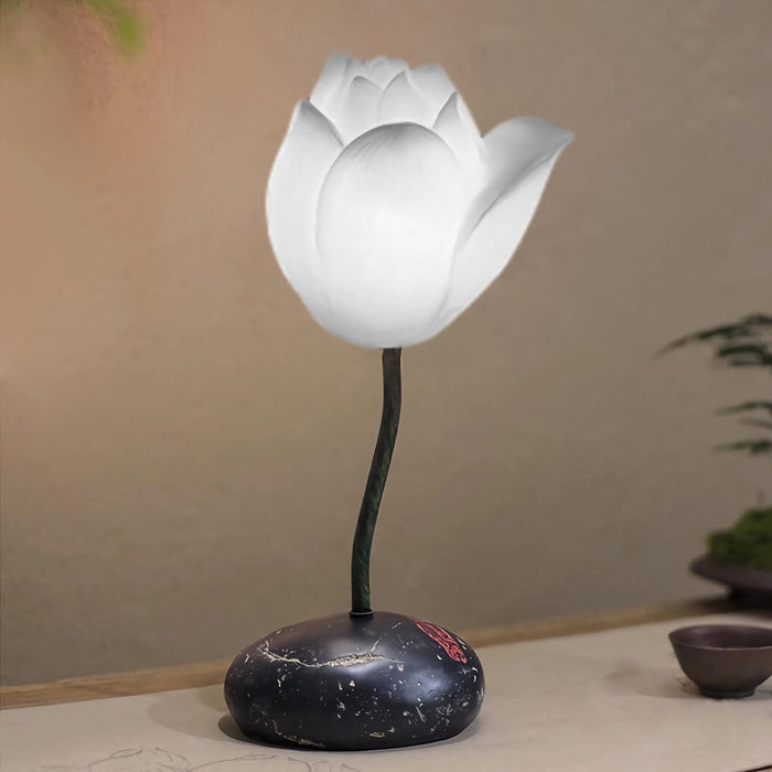 Iron Retro Multiple Sizes Lotus Flower Floor Lamp With Resin Base LED Standing Lamp