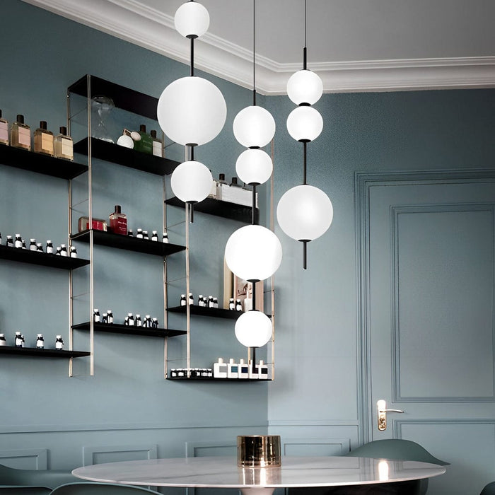 Gourd White Glass Bubbles LED Iron Nordic Chandelier Pendant Lighting