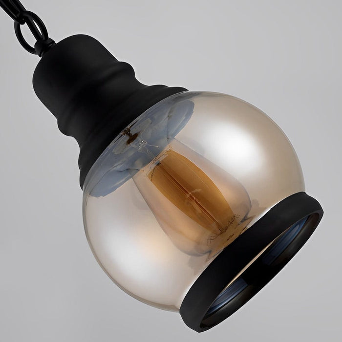 Retro Glass Iron Lantern Shape American Country Style Amber Chandelier