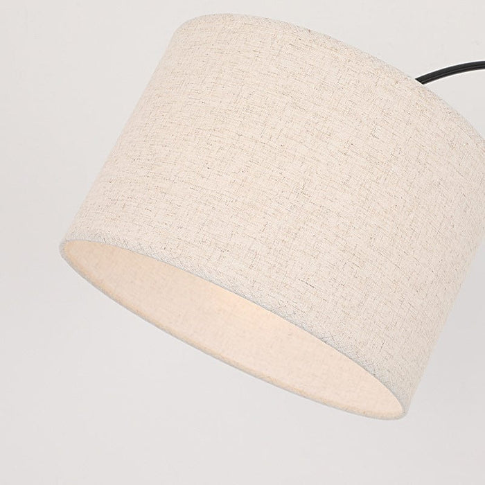 Marble Base Height Adjustable Arc Floor Lamp WIth Drum Fabric Shade