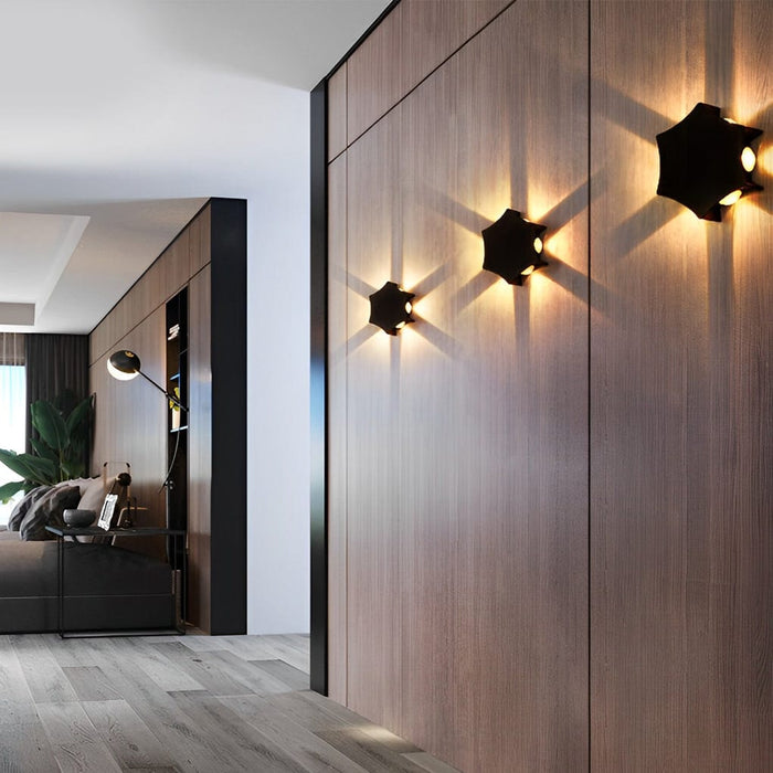 Unique Star Up and Down Lighting LED Waterproof Black Modern Wall Lamp