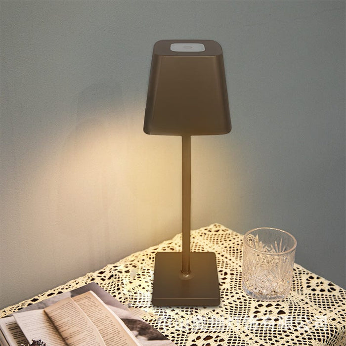 Square Portable Type C Rechargeable Integrated LED Table Lamp Touch-dimming Reading Light