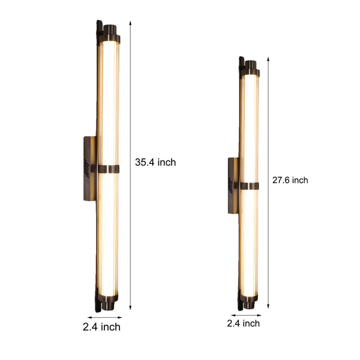 Modern Long Acrylic Tube LED Metallic Indoor Sconce Wall Lamp. 27.55''/35.43