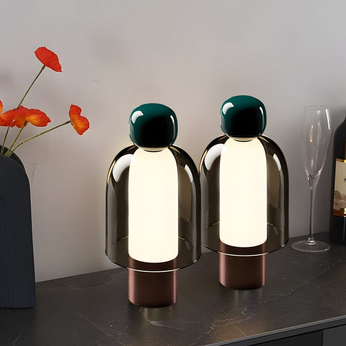 Clear Glass Rechargeable Battery Operated Easy Peasy Table Lamp LED Stepless Dimming Desk Light