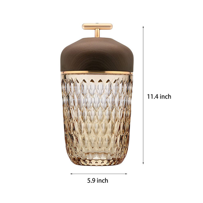 Bevel-cut Light Ash Clear Crystal Folia Wood Lid Table  Lamp LED  Touch Switch Ambient Lighting