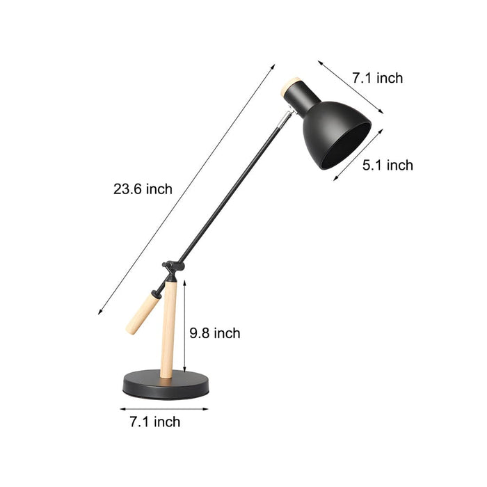 Rotatable Wood Metal Reading Table Lamp