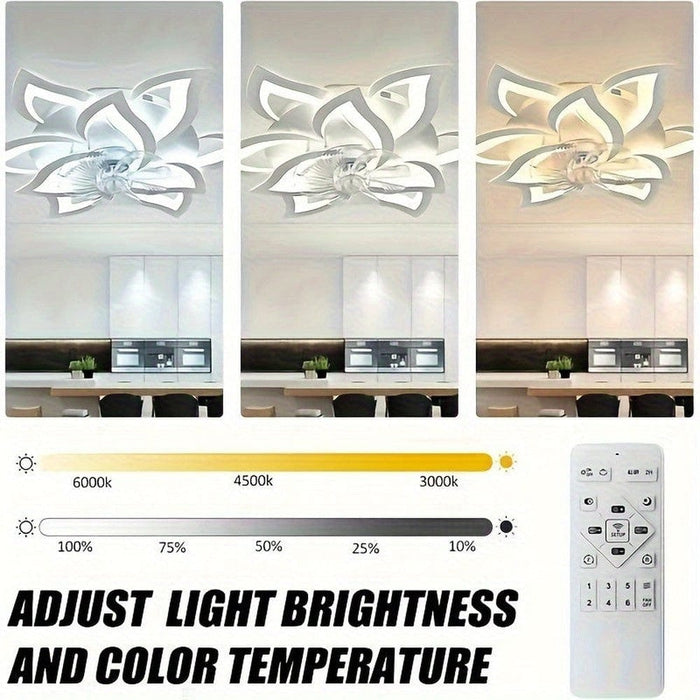 9-Flower Petal Shaped Ceiling Fan with Light and Remote, Modern Indoor LED Flush Mount Ceiling Fan-ErisView