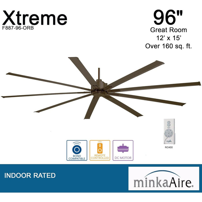96 in. Big Ceiling Fans, Oil Rubbed Bronze Ceiling Fan, Cathedral Ceiling Fan, Mid Century Modern Ceiling Fan-3-ErisView