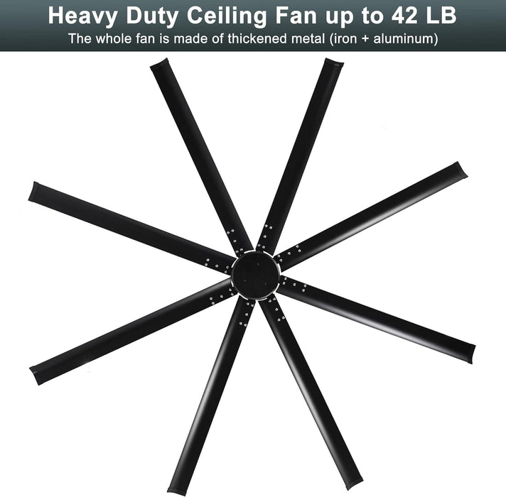 96 in. Huge Ceiling Fan, Black Outdoor Ceiling Fan NO Light, Industrial Outdoor Patio Ceiling Fans for Garage, Nice Ceiling Fans, Remote Control Fan-3-ErisView