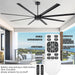 96 in. Huge Ceiling Fan, Black Outdoor Ceiling Fan NO Light, Industrial Outdoor Patio Ceiling Fans for Garage, Nice Ceiling Fans, Remote Control Fan-8-ErisView