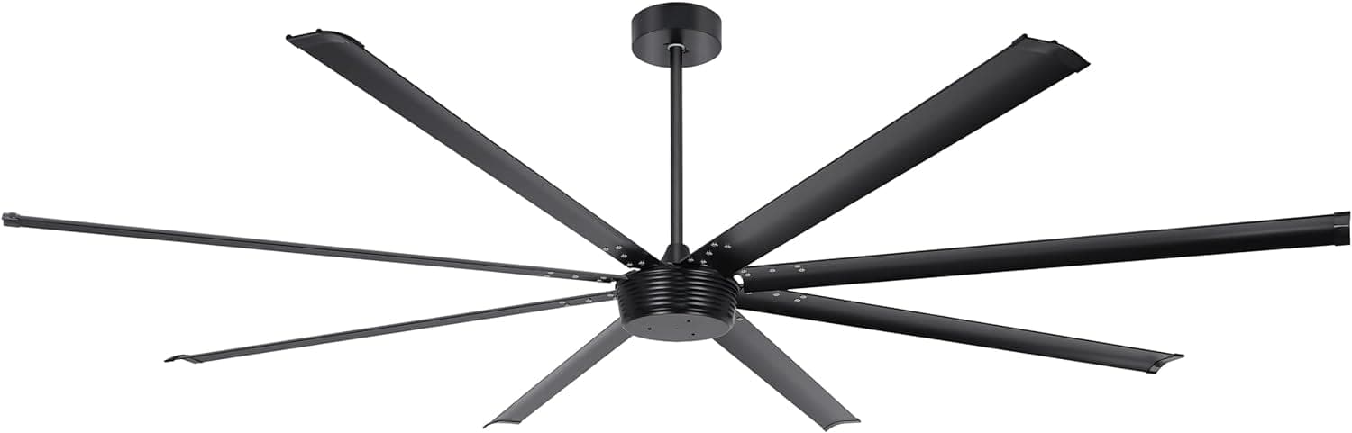 96 in. Huge Ceiling Fan, Black Outdoor Ceiling Fan NO Light, Industrial Outdoor Patio Ceiling Fans for Garage, Nice Ceiling Fans, Remote Control Fan-1-ErisView
