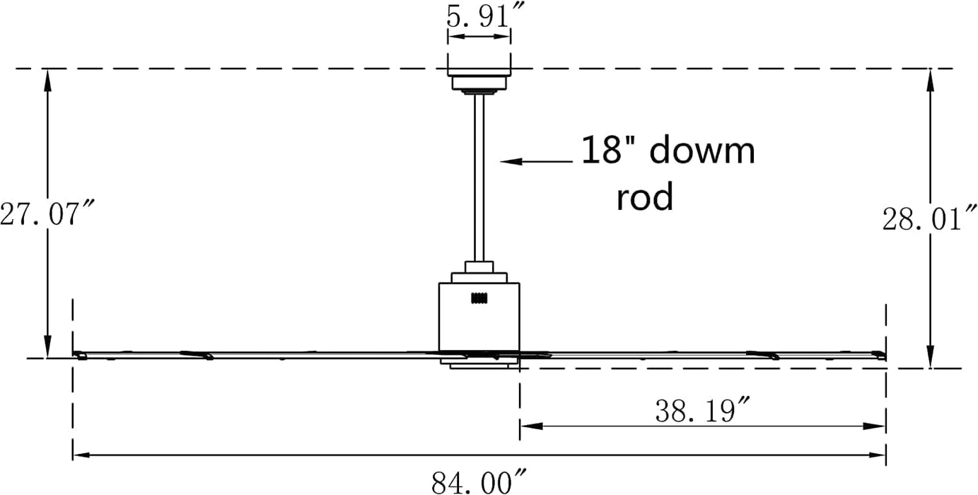 96 in. Huge Ceiling Fan, Industrial Ceiling Fan with Remote for Home Or Commercial, Black Outdoor Fans for Porch Patio Warehouse Restaurant Cathedral-10-ErisView