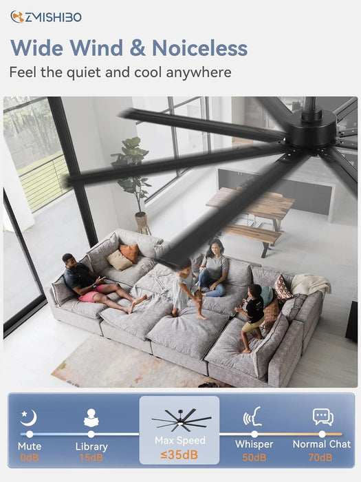 96 in. Huge Ceiling Fan, Industrial Ceiling Fans with Lights, Reversible Ceiling Fan with Remote for Patio Garage Porch, Black Outdoor Ceiling Fan-2-ErisView