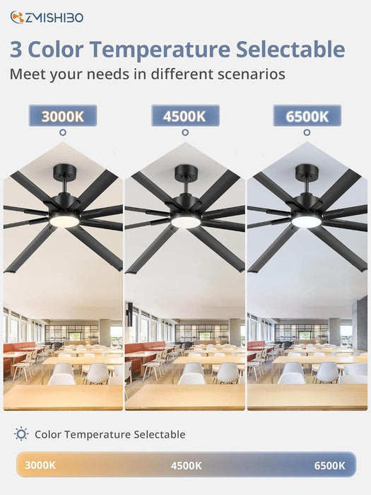96 in. Huge Ceiling Fan, Industrial Ceiling Fans with Lights, Reversible Ceiling Fan with Remote for Patio Garage Porch, Black Outdoor Ceiling Fan-3-ErisView