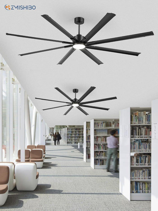 96 in. Huge Ceiling Fan, Industrial Ceiling Fans with Lights, Reversible Ceiling Fan with Remote for Patio Garage Porch, Black Outdoor Ceiling Fan-7-ErisView