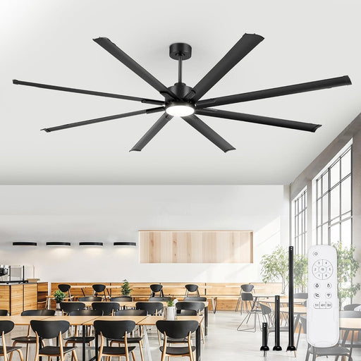 96 in. Huge Ceiling Fan, Industrial Ceiling Fans with Lights, Reversible Ceiling Fan with Remote for Patio Garage Porch, Black Outdoor Ceiling Fan-1-ErisView
