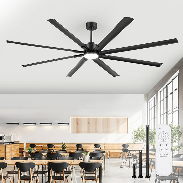 96 in. Huge Ceiling Fan, Industrial Ceiling Fans with Lights, Reversible Ceiling Fan with Remote for Patio Garage Porch, Black Outdoor Ceiling Fan-1-ErisView